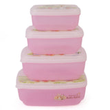 Rabbit Lunch Box 4 Pcs Set - Pink, Home & Lifestyle, Storage Boxes, Chase Value, Chase Value