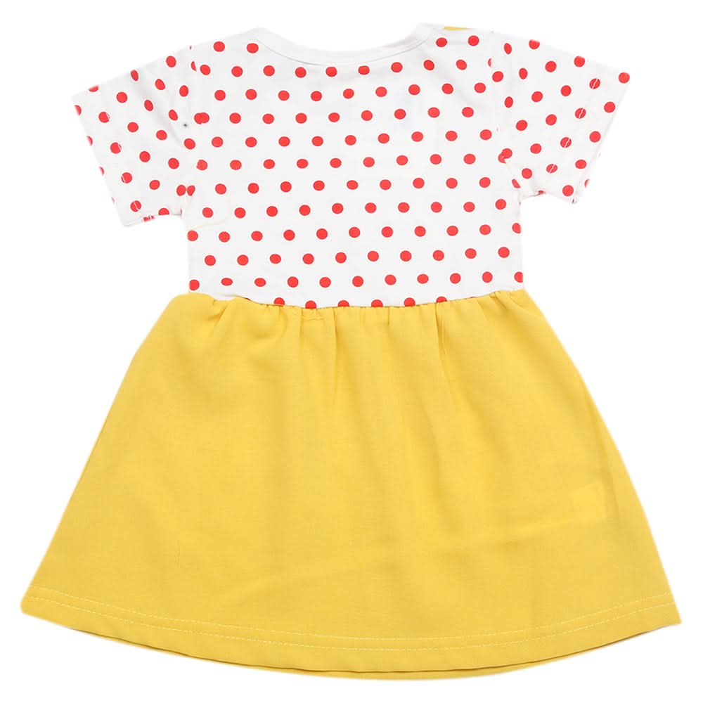 Newborn Girls Half Sleeves Frock - Mustard, Kids, Newborn Girls Frocks, Chase Value, Chase Value