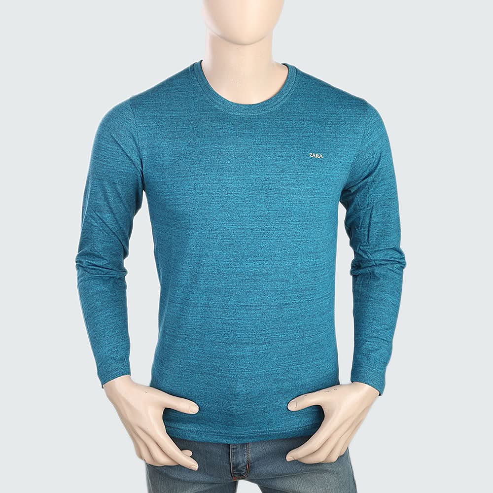 Men's Round Neck Full Sleeves T-Shirt - Aqua, Men, T-Shirts And Polos, Chase Value, Chase Value