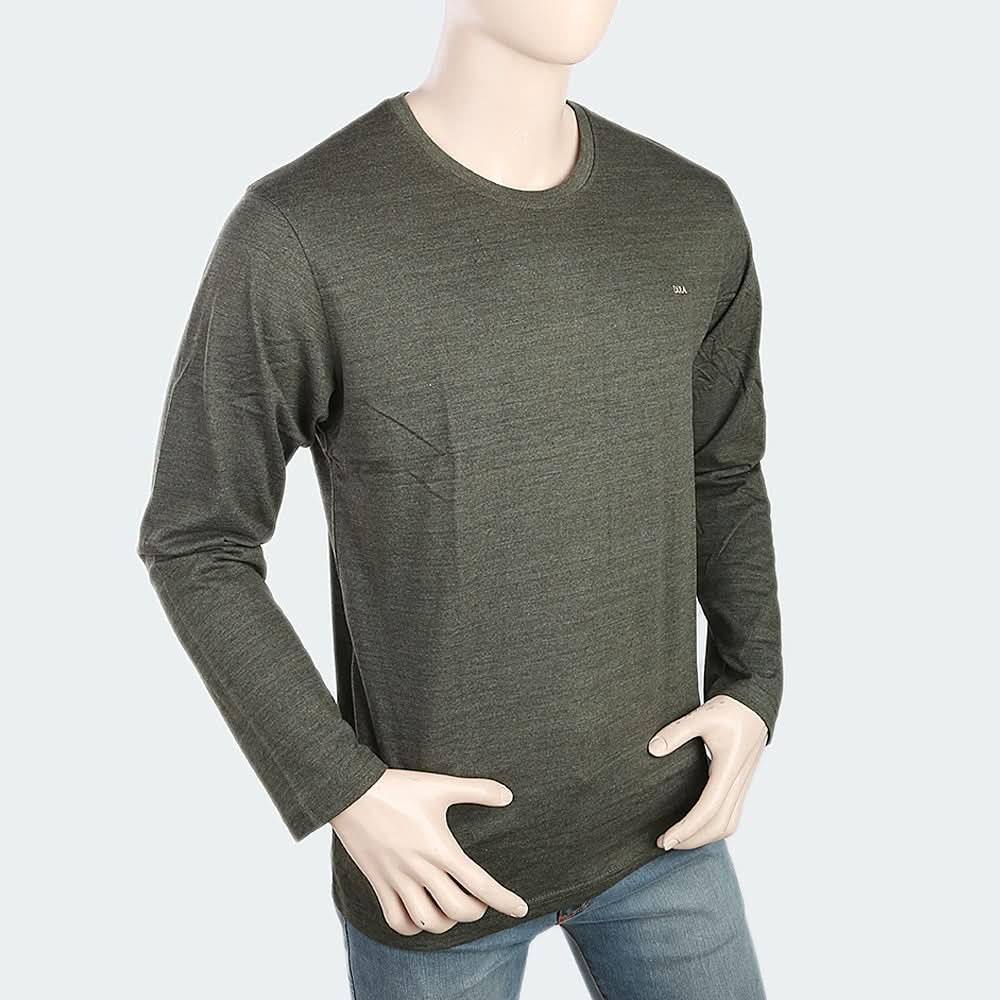 Men's Round Neck Full Sleeves T-Shirt - Green, Men, T-Shirts And Polos, Chase Value, Chase Value