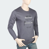 Men's Round Neck Full Sleeves Printed T-Shirt - Dark Grey, Men, T-Shirts And Polos, Chase Value, Chase Value