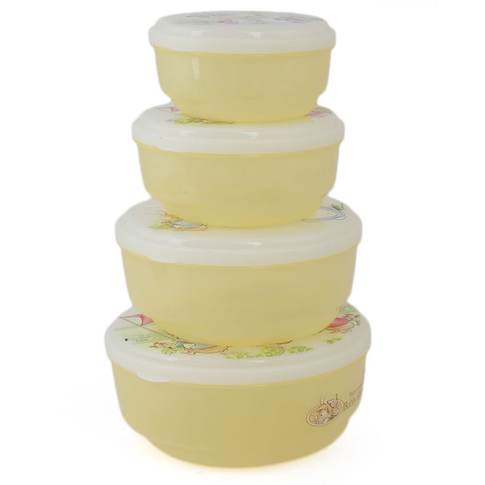 Rabbit Lunch Box 4 Pcs Set - Yellow, Home & Lifestyle, Storage Boxes, Chase Value, Chase Value