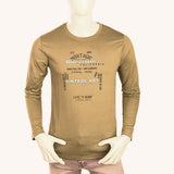Men's Round Neck Full Sleeves Printed T-Shirt - Camel, Men, T-Shirts And Polos, Chase Value, Chase Value