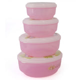 Rabbit Lunch Box 4 Pcs Set - Pink, Home & Lifestyle, Storage Boxes, Chase Value, Chase Value