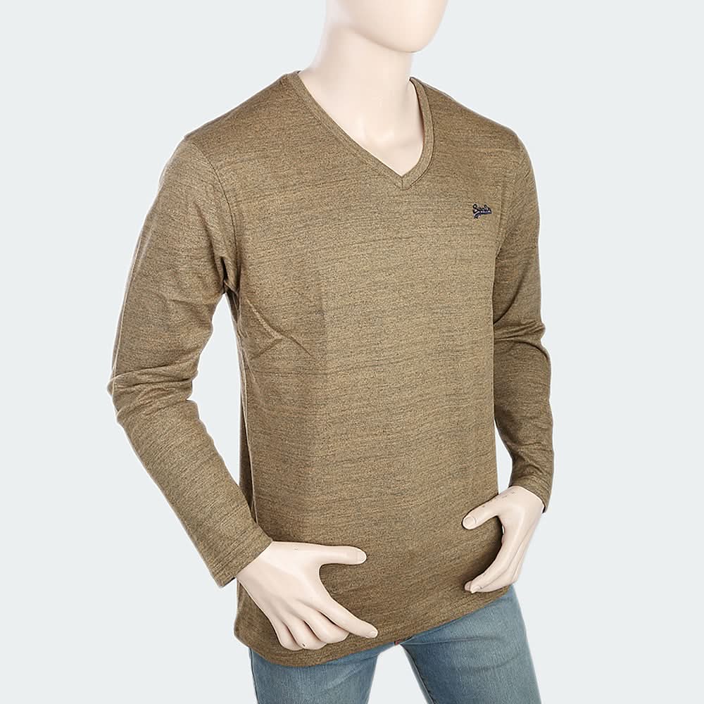 Men's V Neck Full Sleeves T-Shirt - Rust, Men, T-Shirts And Polos, Chase Value, Chase Value