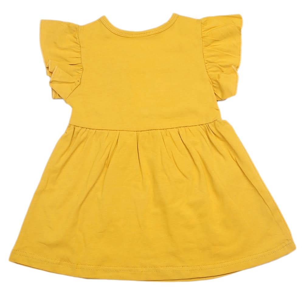 Newborn Girls Half Sleeves Frock - Mustard, Kids, Newborn Girls Frocks, Chase Value, Chase Value