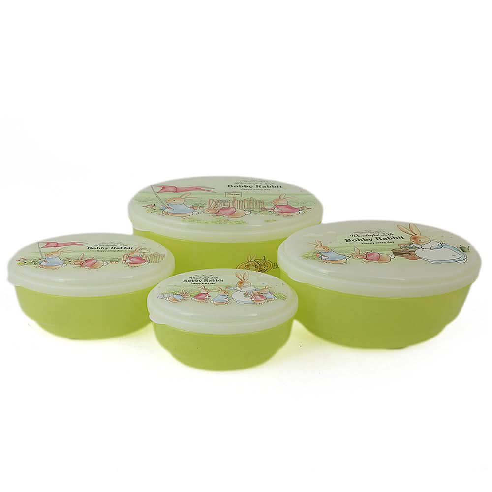 Rabbit Lunch Box 4 Pcs Set - Green, Home & Lifestyle, Storage Boxes, Chase Value, Chase Value