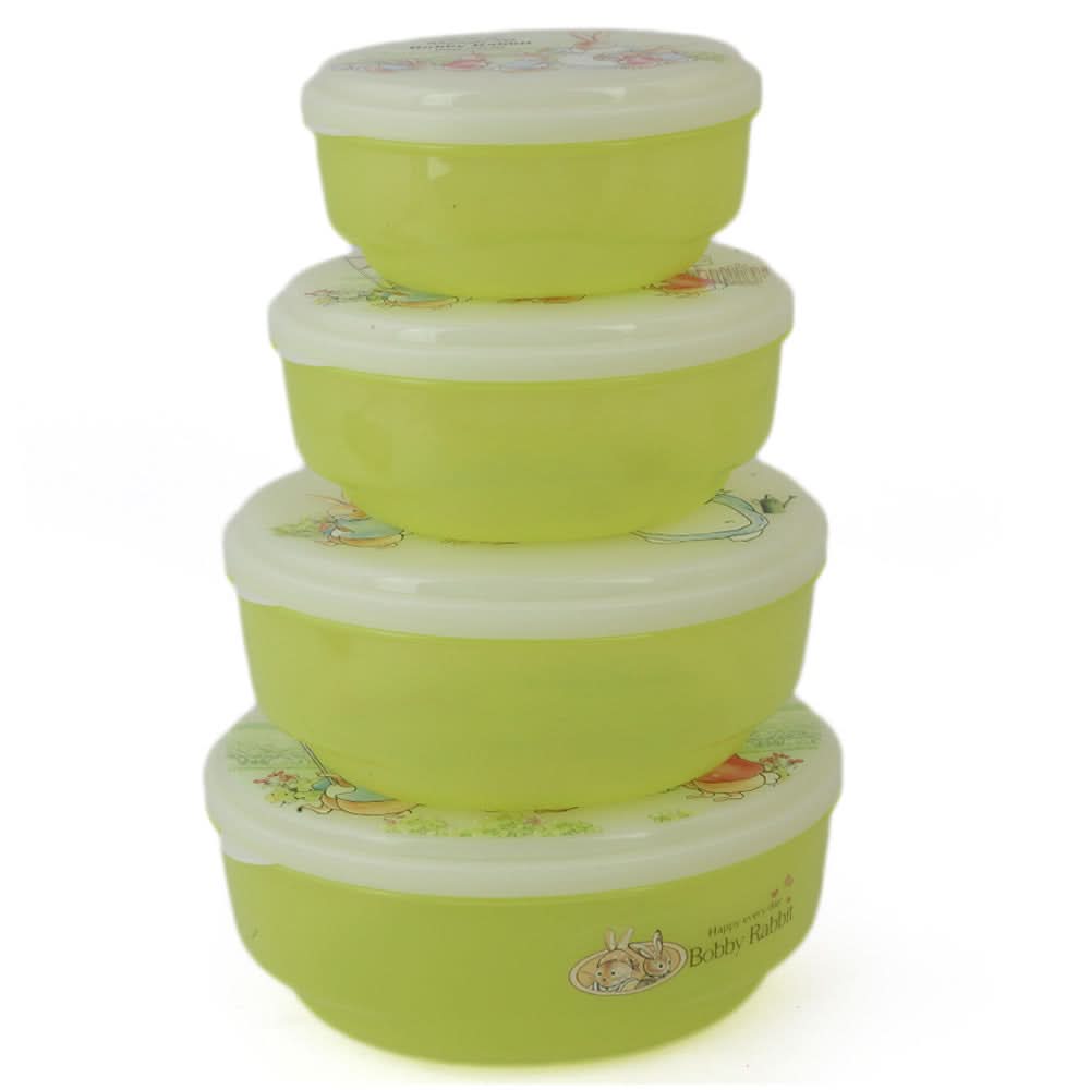 Rabbit Lunch Box 4 Pcs Set - Green, Home & Lifestyle, Storage Boxes, Chase Value, Chase Value