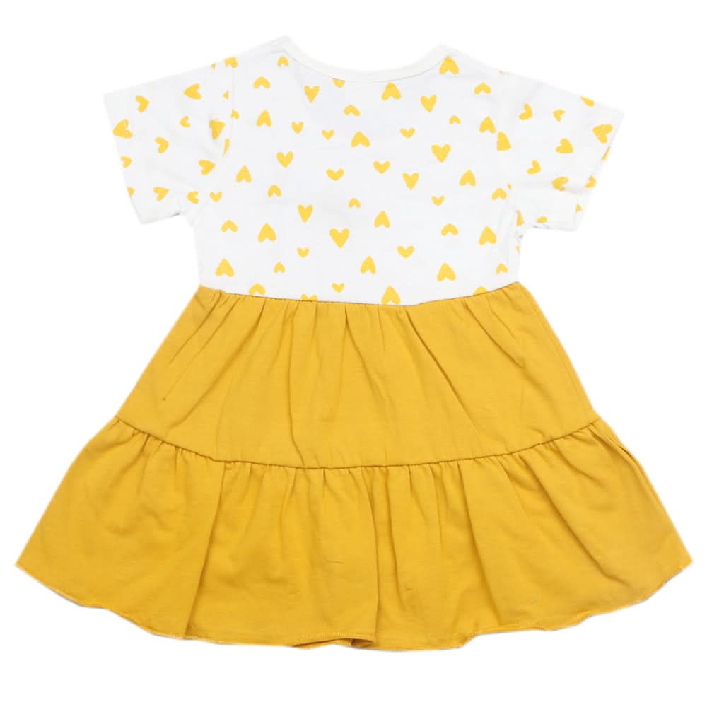 Newborn Girls Half Sleeves Frock - Mustard, Kids, Newborn Girls Frocks, Chase Value, Chase Value