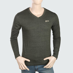 Men's V Neck Full Sleeves T-Shirt - Green, Men, T-Shirts And Polos, Chase Value, Chase Value