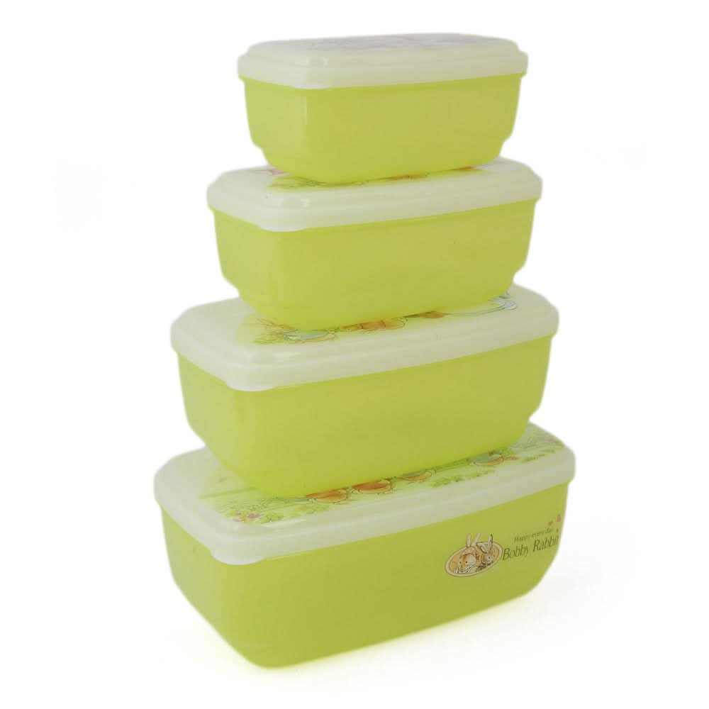 Rabbit Lunch Box 4 Pcs Set - Green, Home & Lifestyle, Storage Boxes, Chase Value, Chase Value