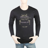 Men's Round Neck Full Sleeves Printed T-Shirt - Black, Men, T-Shirts And Polos, Chase Value, Chase Value