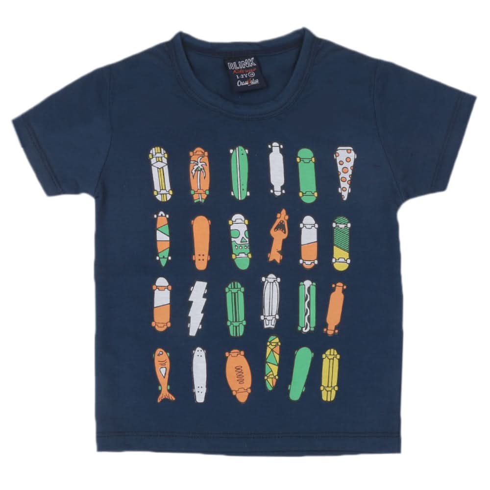Boys Half Sleeves T-Shirt - Navy Blue, Boys T-Shirts, Chase Value, Chase Value