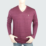 Men's V Neck Full Sleeves T-Shirt - Purple, Men, T-Shirts And Polos, Chase Value, Chase Value