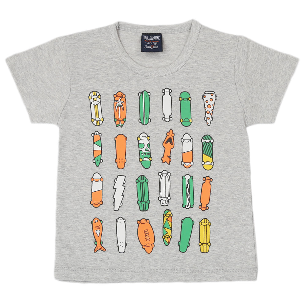 Boys Half Sleeves T-Shirt - Light Grey, Boys T-Shirts, Chase Value, Chase Value