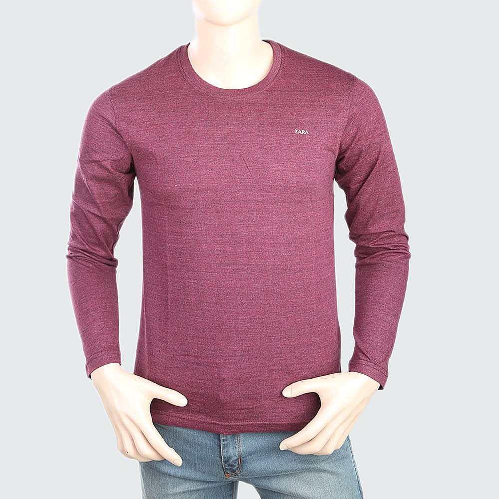 Men's Round Neck Full Sleeves T-Shirt - Purple, Men, T-Shirts And Polos, Chase Value, Chase Value
