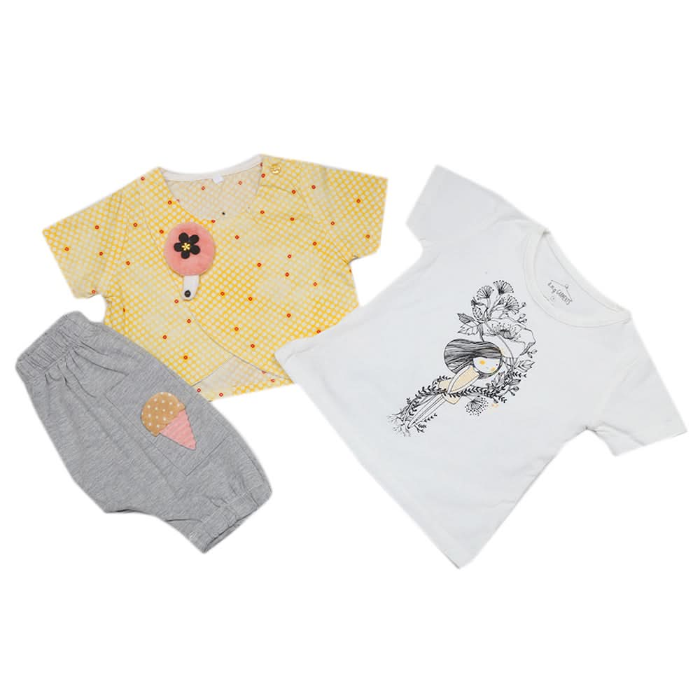 Newborn Girls Half Sleeves Suit - Yellow, Kids, Newborn Girls Sets And Suits, Chase Value, Chase Value