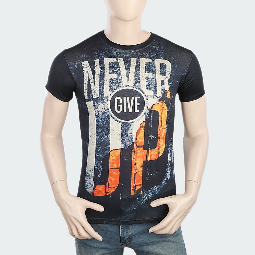 Men's Sublimation Printed Half Sleeves T-Shirt - Black, Men, T-Shirts And Polos, Chase Value, Chase Value