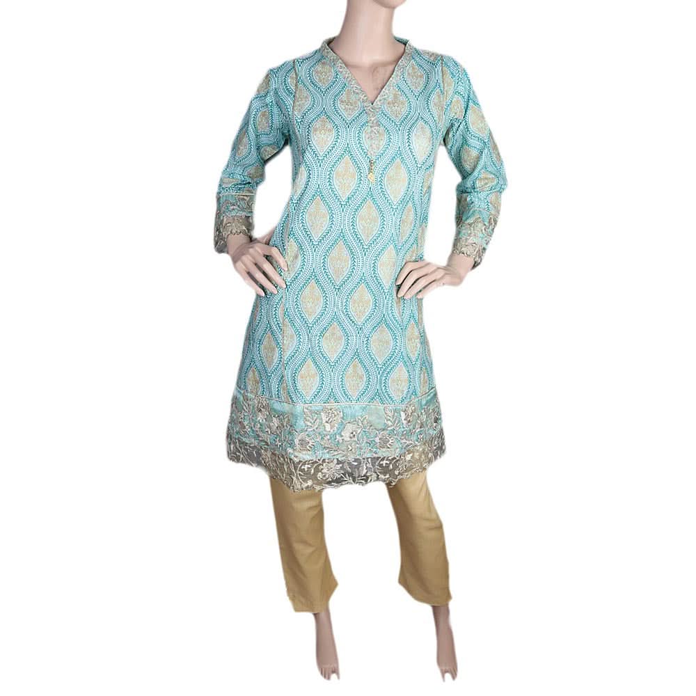 Women's Embroidered 2 Piece Suit - Cyan, Women, Shalwar Suits, Chase Value, Chase Value