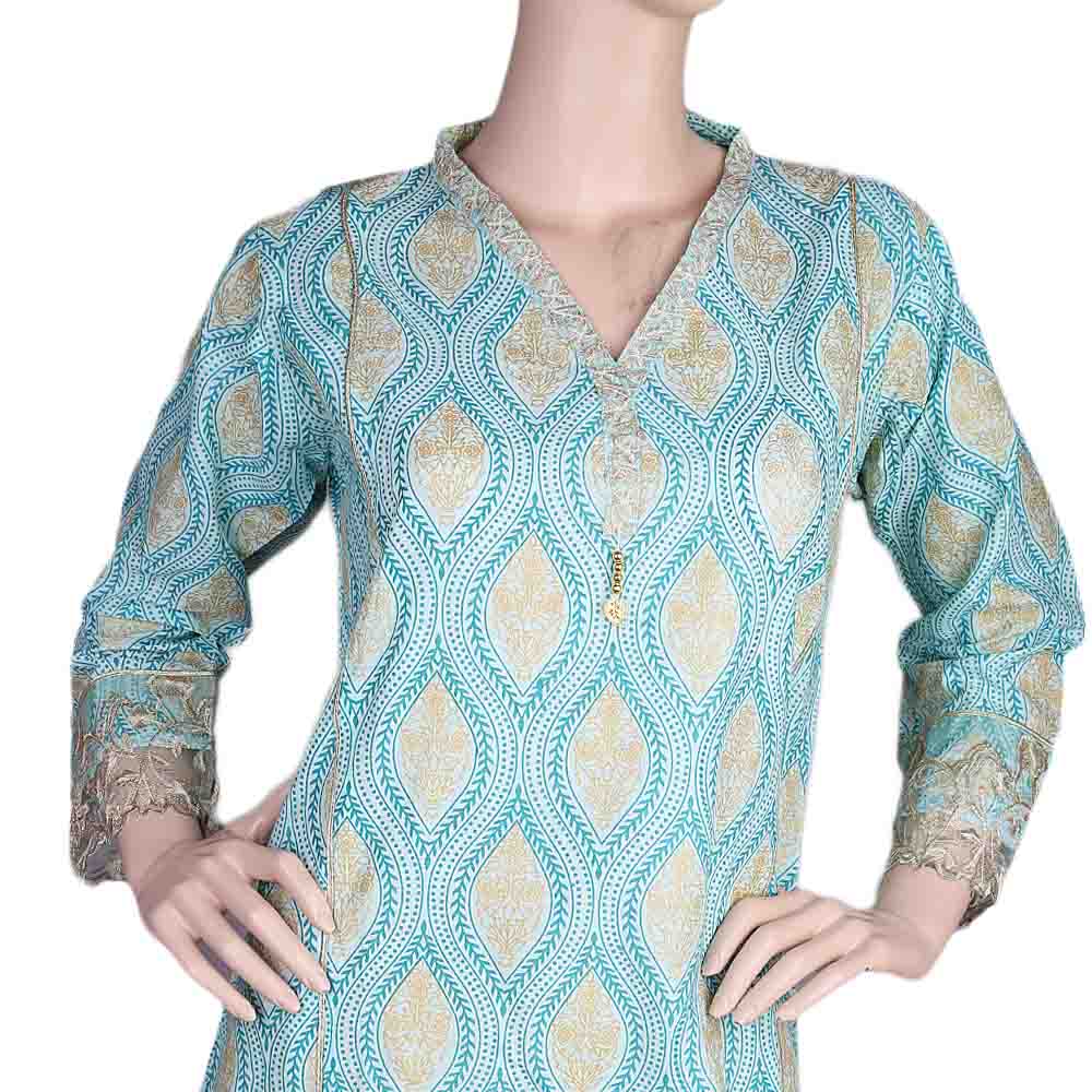 Women's Embroidered 2 Piece Suit - Cyan, Women, Shalwar Suits, Chase Value, Chase Value