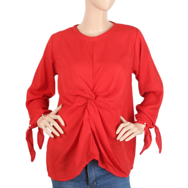 Women's Western Top With Cut Sleeve - Red, Women, T-Shirts And Tops, Chase Value, Chase Value