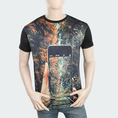 Men's Sublimation Printed Half Sleeves T-Shirt - Black, Men, T-Shirts And Polos, Chase Value, Chase Value