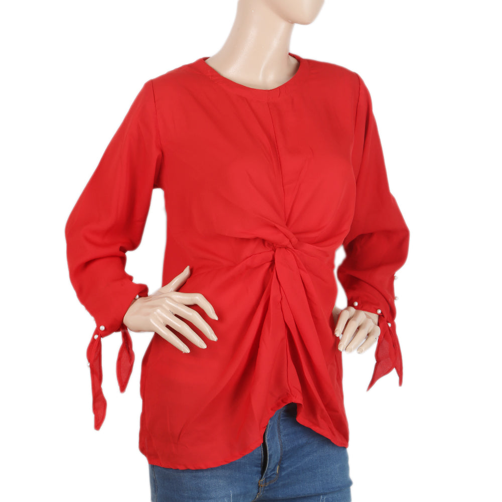 Women's Western Top With Cut Sleeve - Red, Women, T-Shirts And Tops, Chase Value, Chase Value
