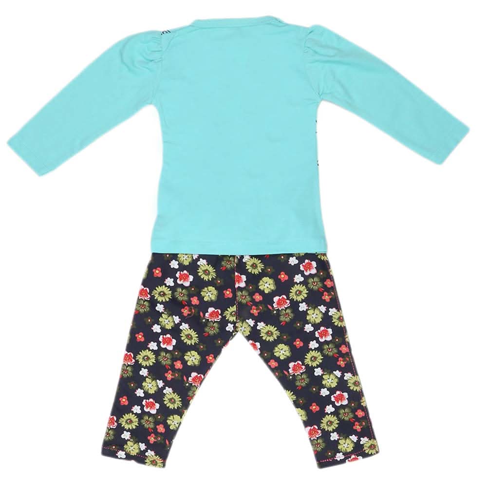 Girls Full Sleeves 2 Piece Suit - Cyan, Kids, Girls Sets And Suits, Chase Value, Chase Value