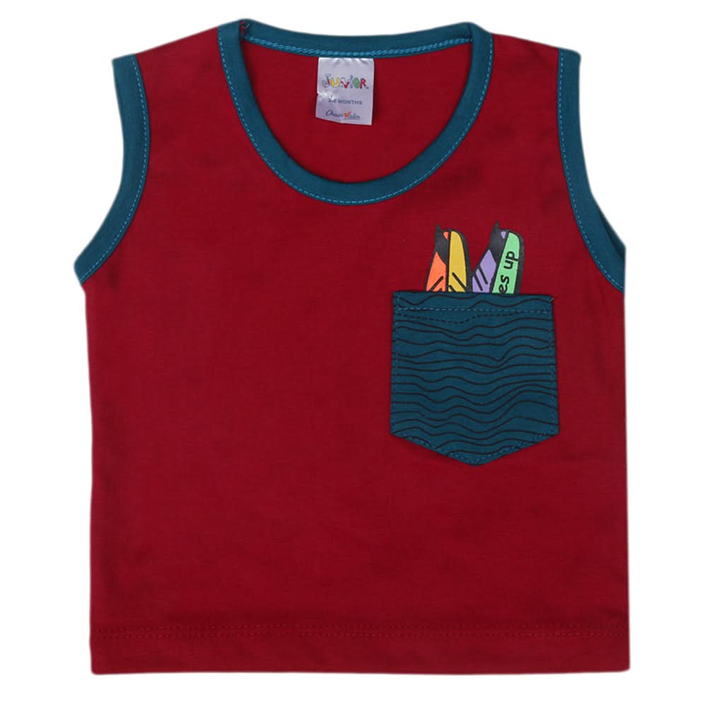 Newborn Boys Sando - Maroon, Kids, New Born Boys Shirts And T-Shirts, Chase Value, Chase Value