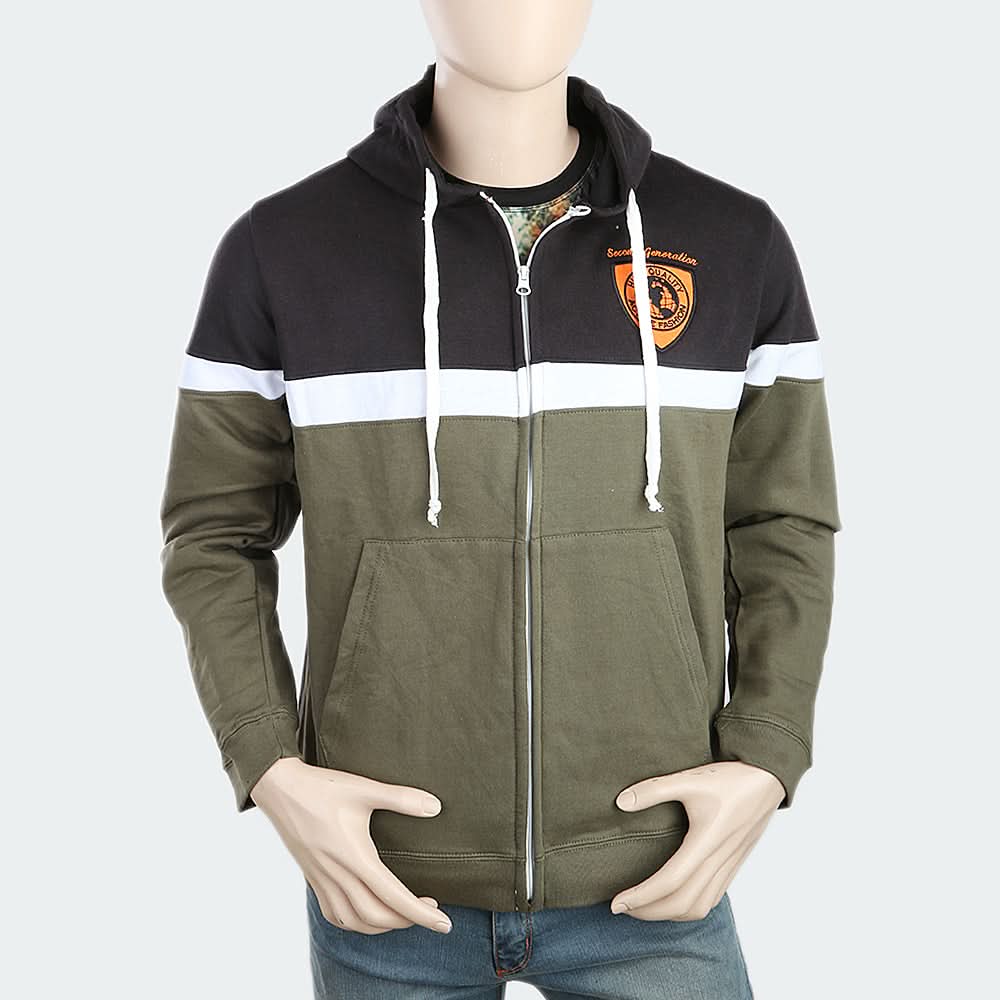 Men's Full Sleeves Hooded Jacket - Green, , Chase Value, Chase Value