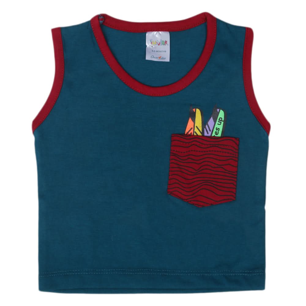 Newborn Boys Sando - Steel Green, Kids, New Born Boys Shirts And T-Shirts, Chase Value, Chase Value