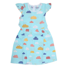 Girls Cotton Frock - Sky Blue, Kids, Girls Frocks, Chase Value, Chase Value