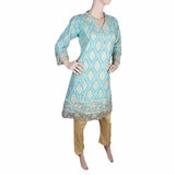 Women's Embroidered 2 Piece Suit - Cyan, Women, Shalwar Suits, Chase Value, Chase Value