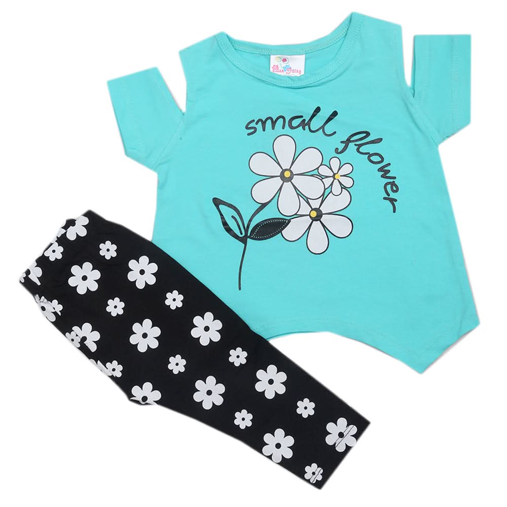 Newborn Girls Half Sleeves Suit - Sea Green, Kids, Newborn Girls Sets And Suits, Chase Value, Chase Value