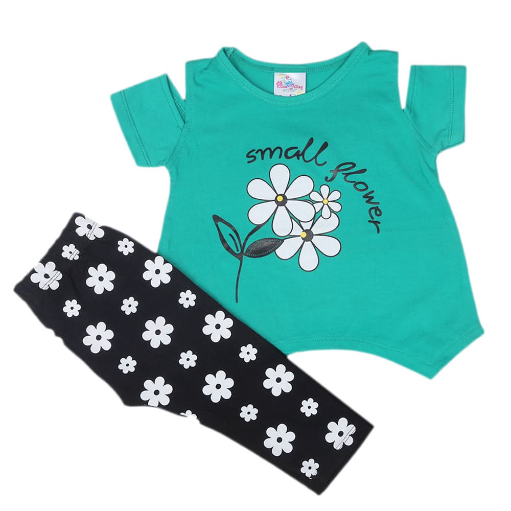 Newborn Girls Half Sleeves Suit - Green, Kids, Newborn Girls Sets And Suits, Chase Value, Chase Value