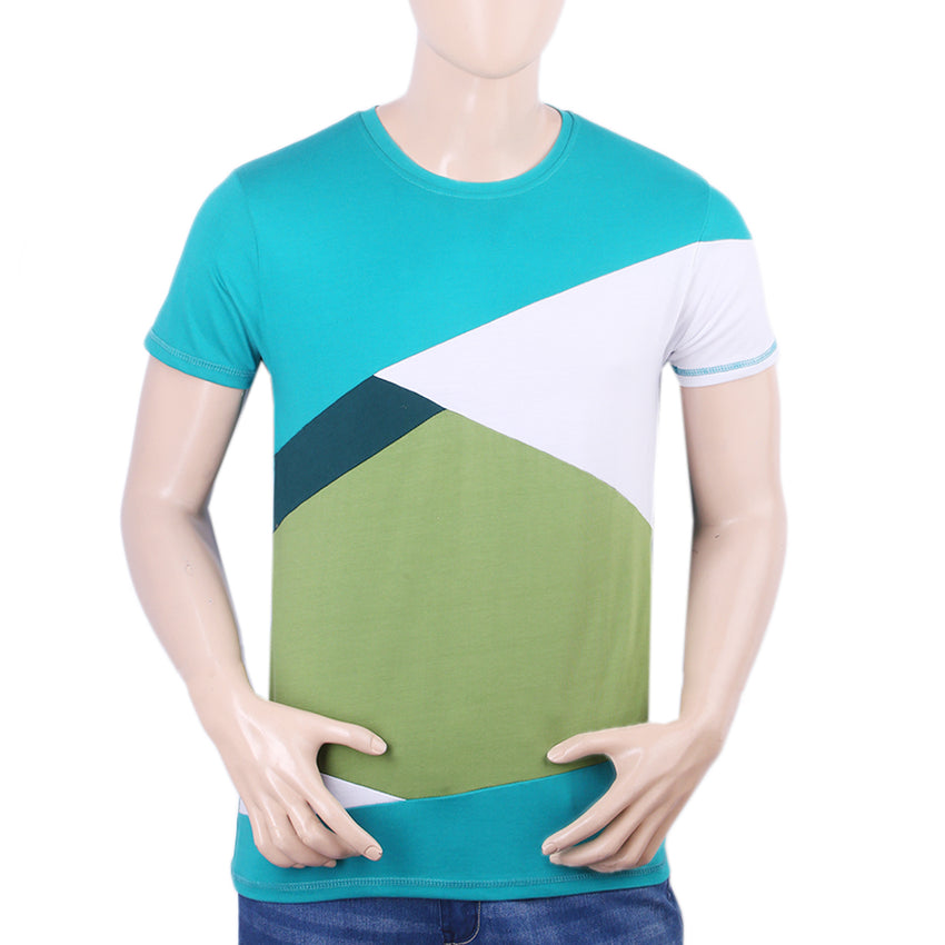 Men's Half Sleeves Round Neck T-Shirt - Steel Green, Men, T-Shirts And Polos, Chase Value, Chase Value
