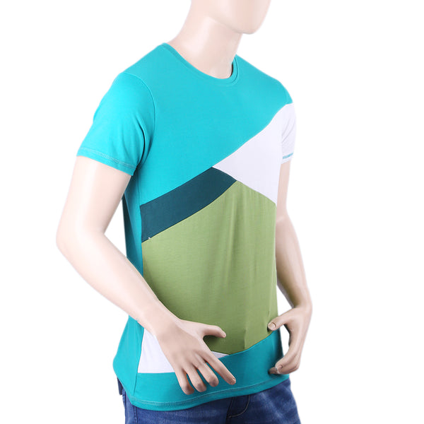 Men's Half Sleeves Round Neck T-Shirt - Steel Green, Men, T-Shirts And Polos, Chase Value, Chase Value