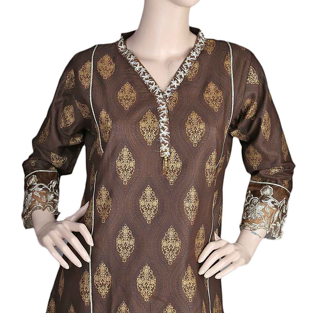 Women's Embroidered 2 Piece Suit - Brown, Women, Shalwar Suits, Chase Value, Chase Value