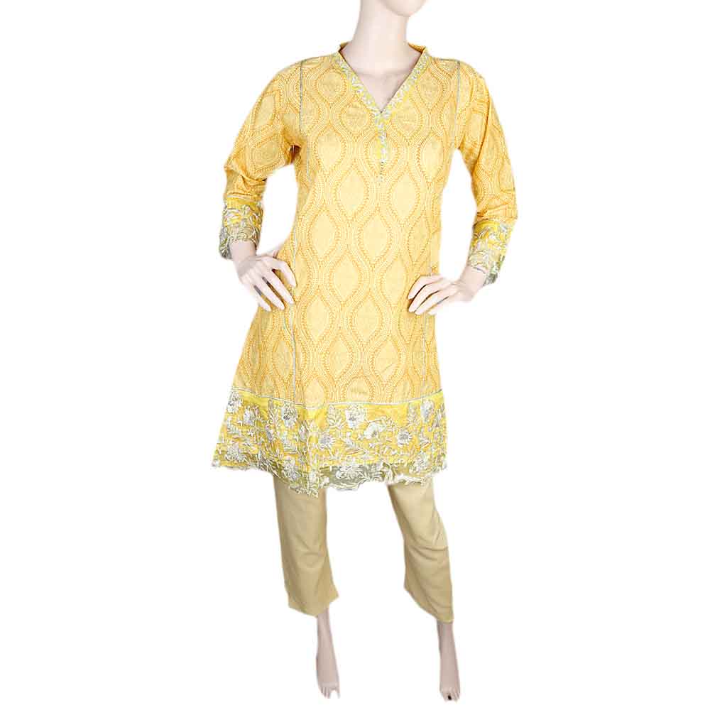 Women's Embroidered 2 Piece Suit - Yellow, Women, Shalwar Suits, Chase Value, Chase Value