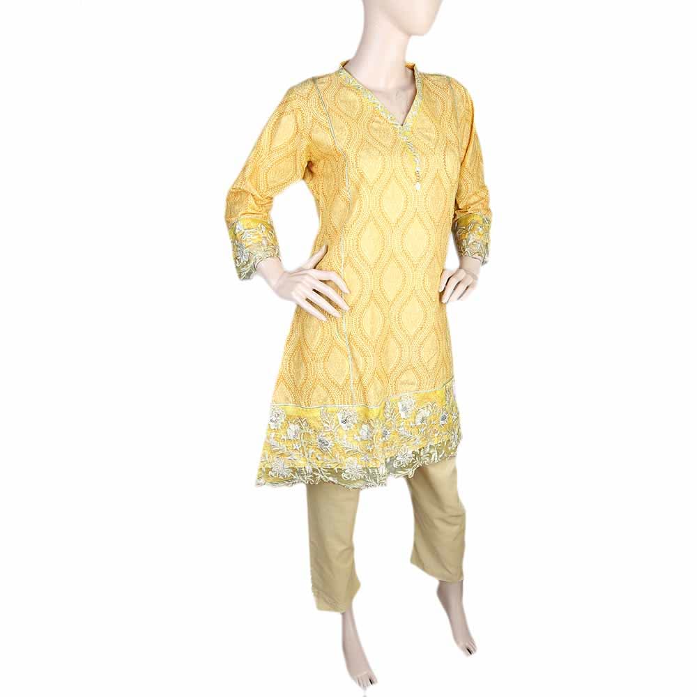 Women's Embroidered 2 Piece Suit - Yellow, Women, Shalwar Suits, Chase Value, Chase Value