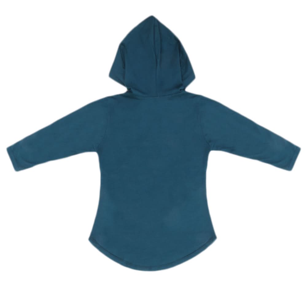 Girls Full Sleeves Hooded T-Shirt With Stone - Steel Blue, Kids, Girls T-Shirts, Chase Value, Chase Value