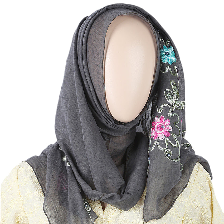 Women's Embroidered Scarf - Dark Grey, Women, Shawls And Scarves, Chase Value, Chase Value