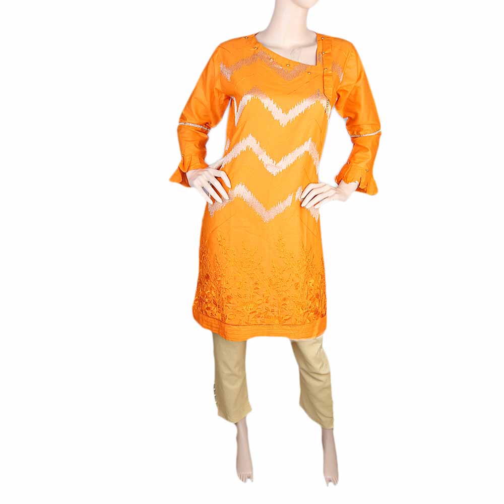 Women's Embroidered 2 Piece Suit - Orange, Women, Shalwar Suits, Chase Value, Chase Value