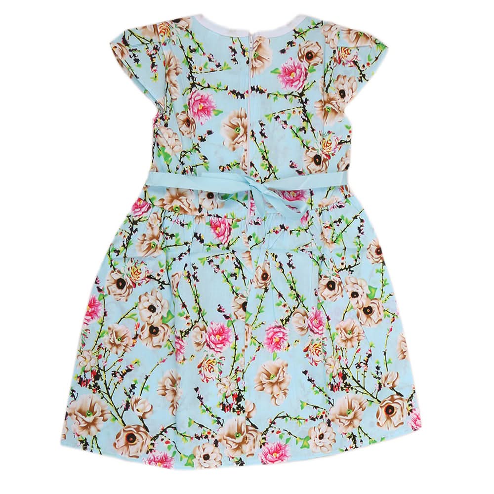 Girls Cotton Frock - Sky Blue, Kids, Girls Frocks, Chase Value, Chase Value
