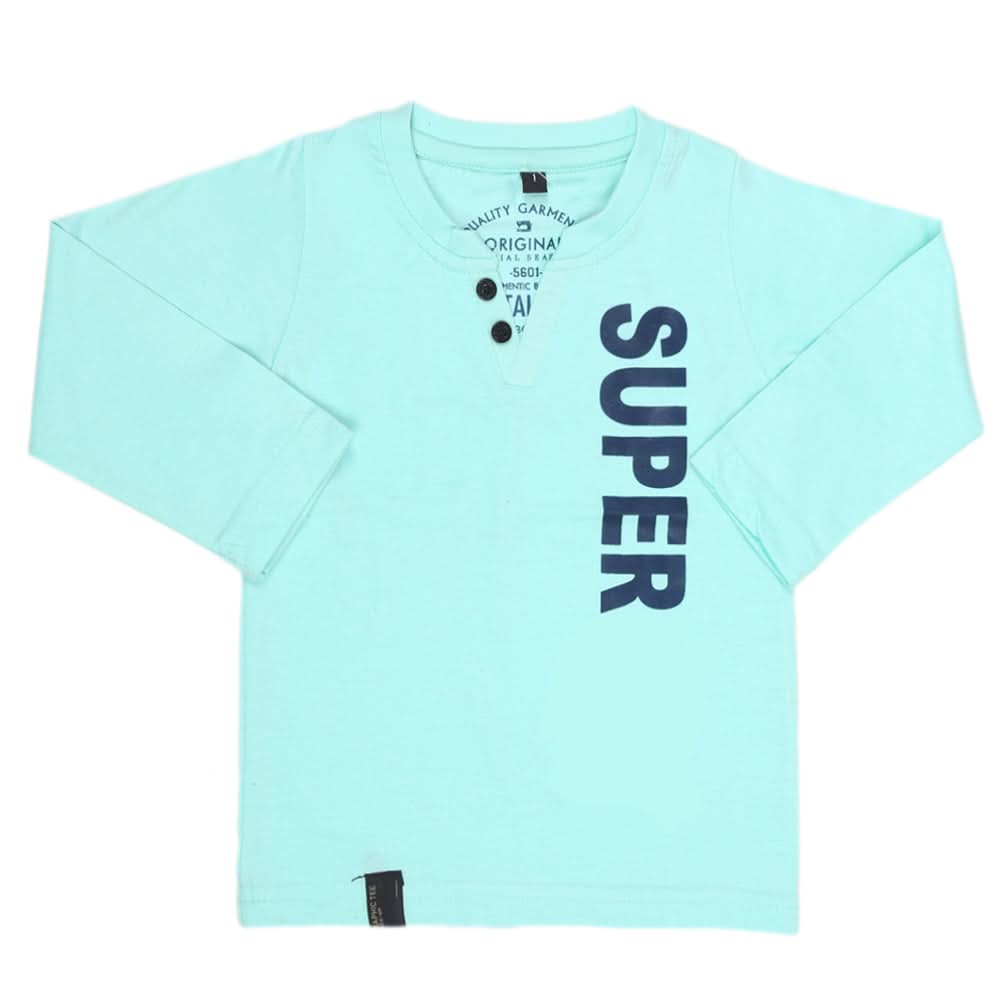 Boys Full Sleeves T-Shirt - Cyan, Kids, Boys T-Shirts, Chase Value, Chase Value