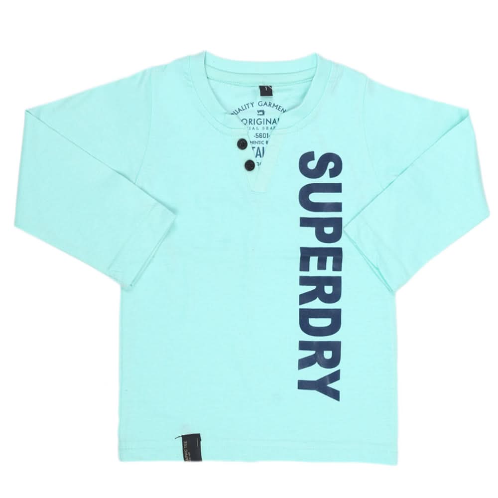 Boys Full Sleeves T-Shirt - Cyan, Kids, Boys T-Shirts, Chase Value, Chase Value