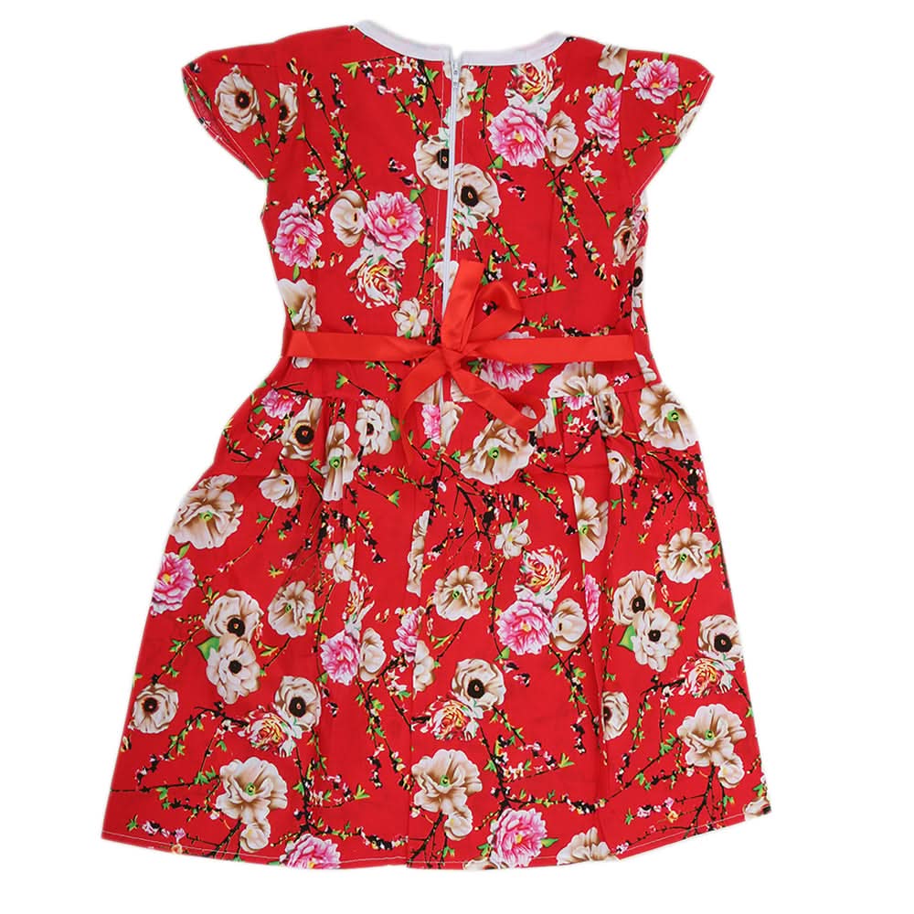 Girls Cotton Frock - Red, Kids, Girls Frocks, Chase Value, Chase Value