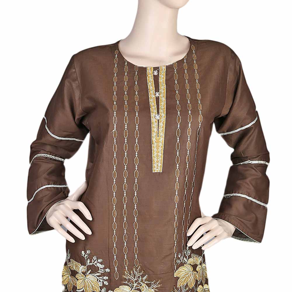 Women's Embroidered 2 Piece Suit - Brown, Women, Shalwar Suits, Chase Value, Chase Value