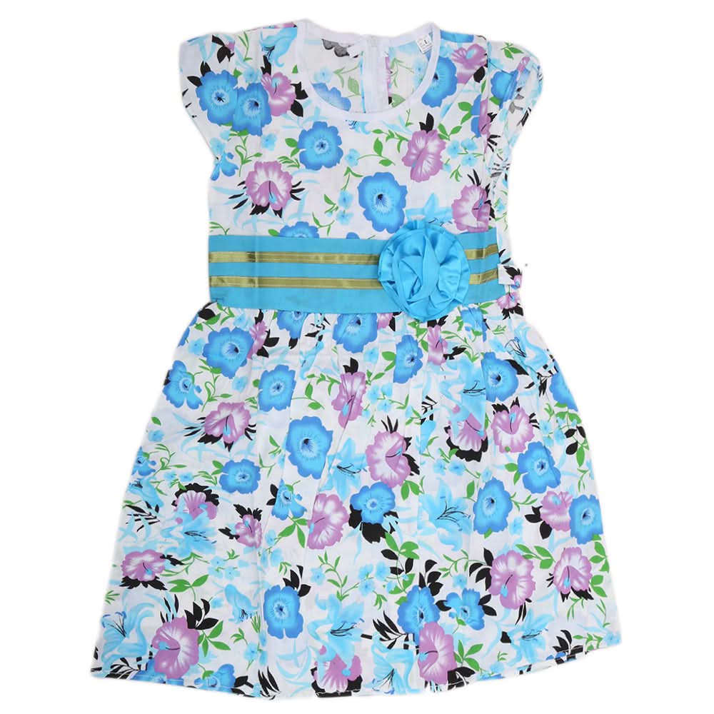 Girls Cotton Frock - Sky Blue, Kids, Girls Frocks, Chase Value, Chase Value