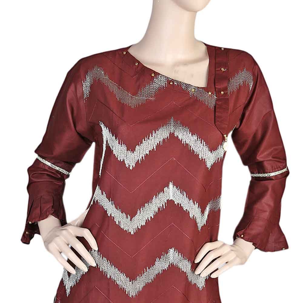 Women's Embroidered 2 Piece Suit - Maroon, Women, Shalwar Suits, Chase Value, Chase Value